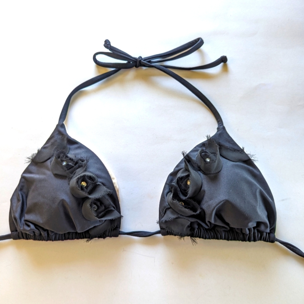 LUXE by Lisa Vogel Bikini Black Top 🖤 Crystal embellished US 12 Cup sizes B - C